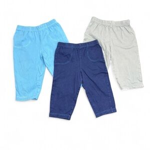 Set of Three Baby Pants in Blue and Gray 6-9 Months